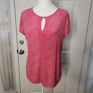 Liz Claiborne Short Sleeve Pink and White Top  Size Medium